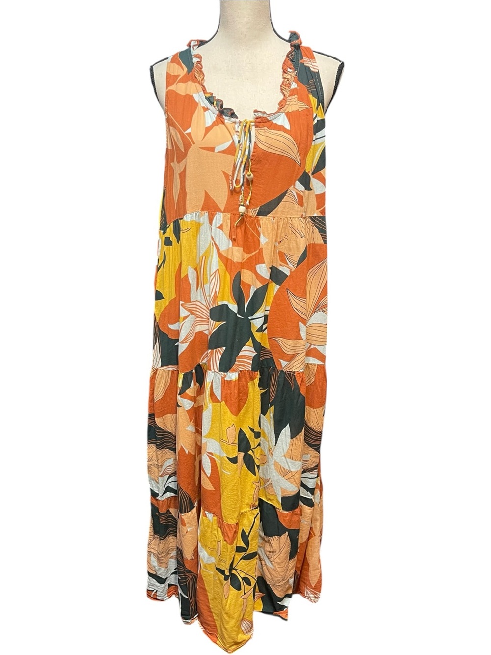 True Destinations‎ Resort Maxi Bold Colorful Tropical Floral Maxi Dress Vacation